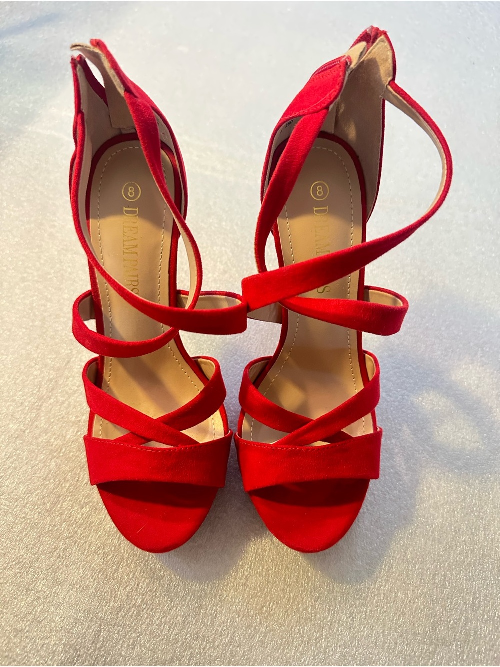 Dream Pairs Red Strappy Wrap-Around High Heels for Women